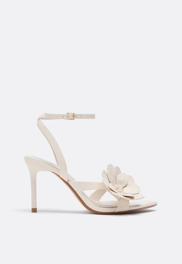 Stradivarius Sandalen Met Bloemhak Ecru 35