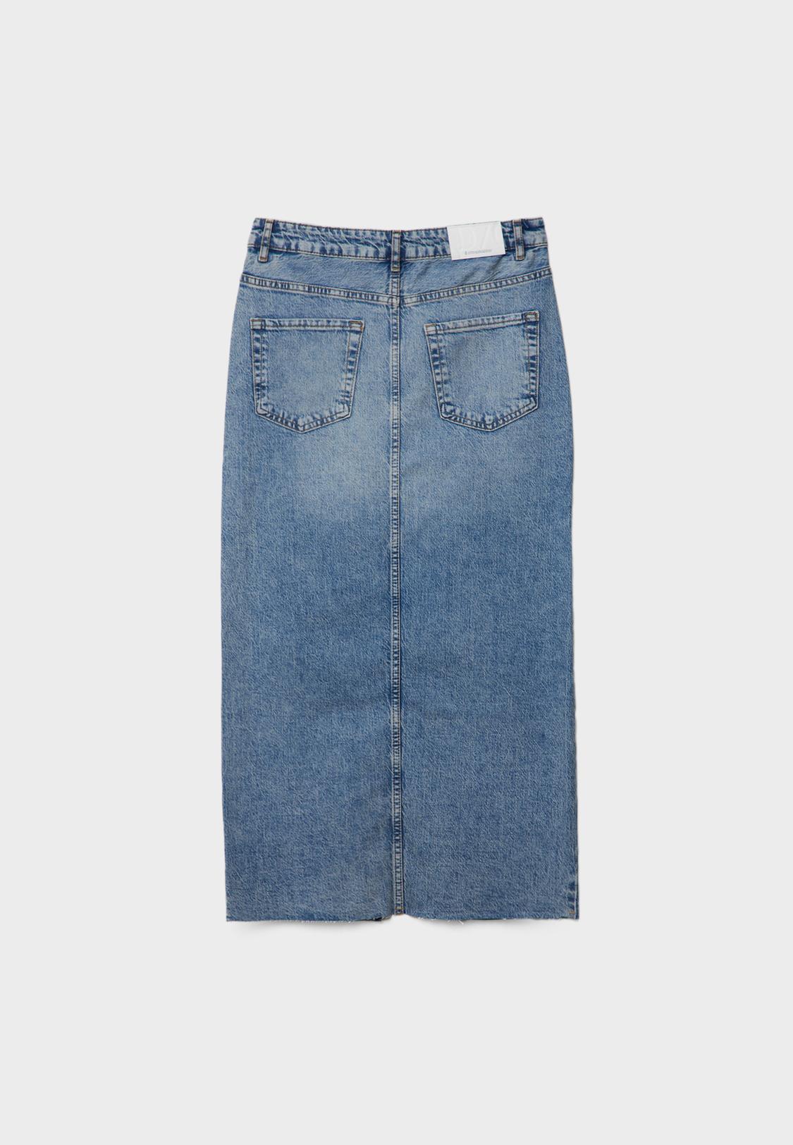 Jupe En Jean Longue Stradivarius D70 Jupe Longue En Denim Confort