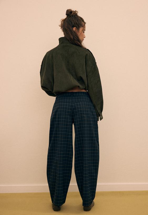 pantalon barrel habille a carreaux