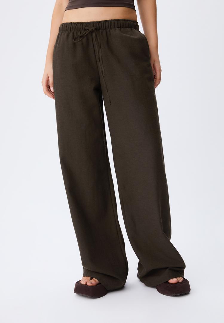 pantalon cordones con lino