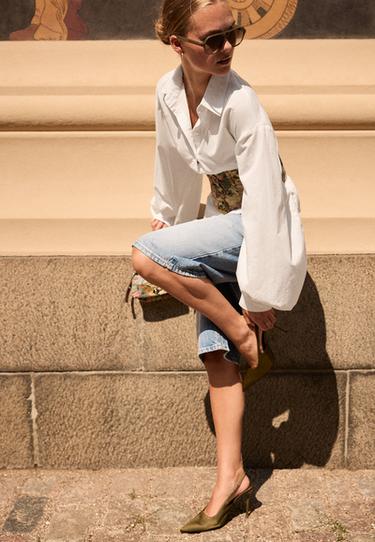 Balloon sleeve poplin shirt — White 4
