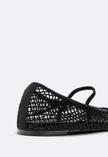 Mesh strap ballet flats — BLACK  4