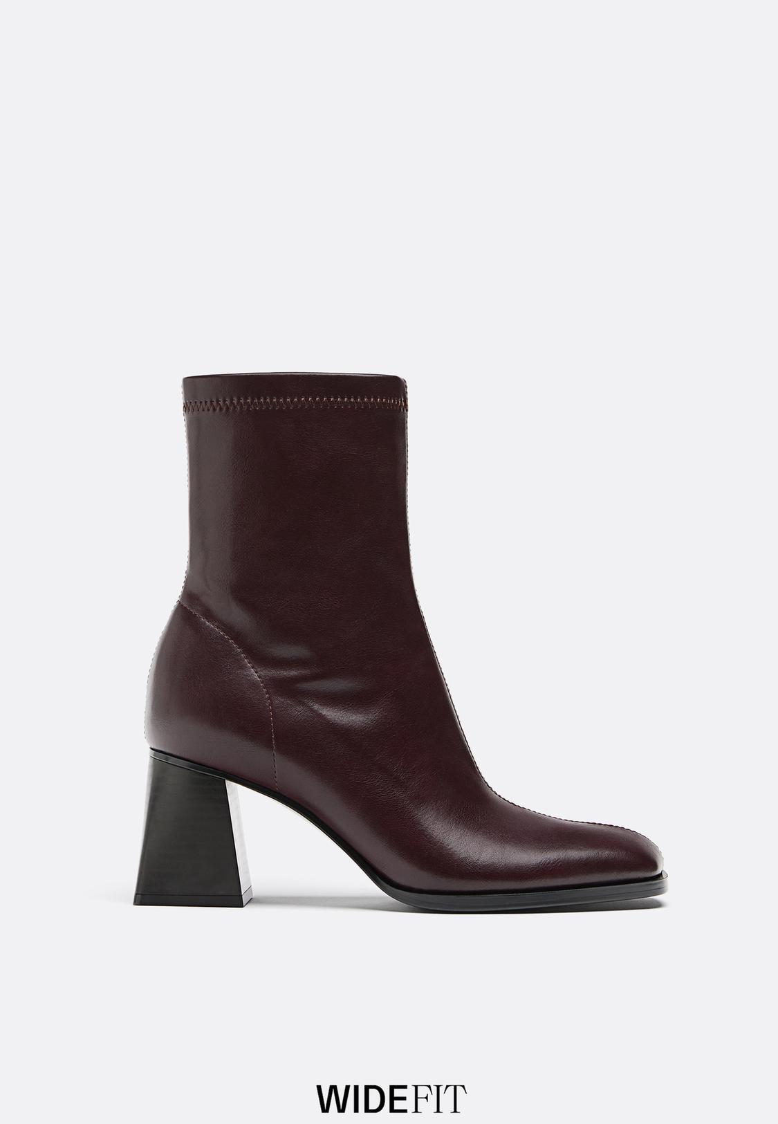 WIDE Mid-heel boots with stretch legs - Main Image