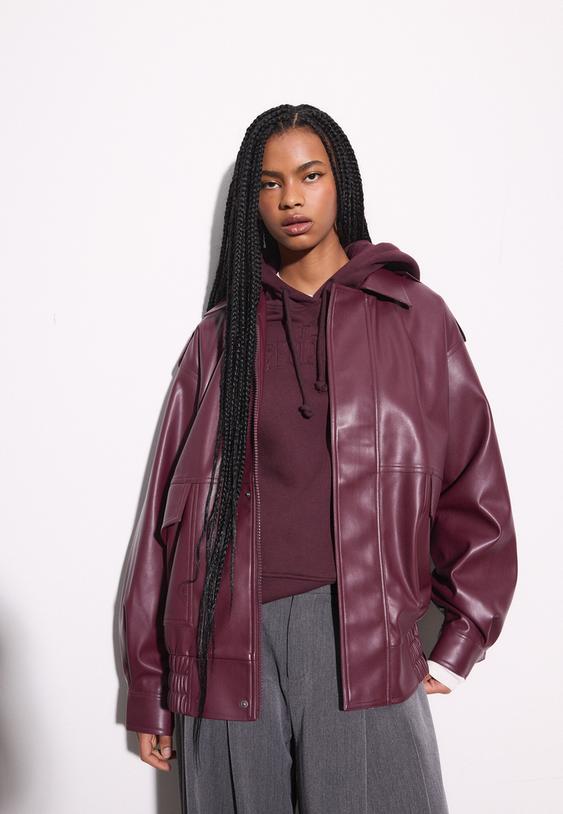 cazadora biker oversize efecto piel