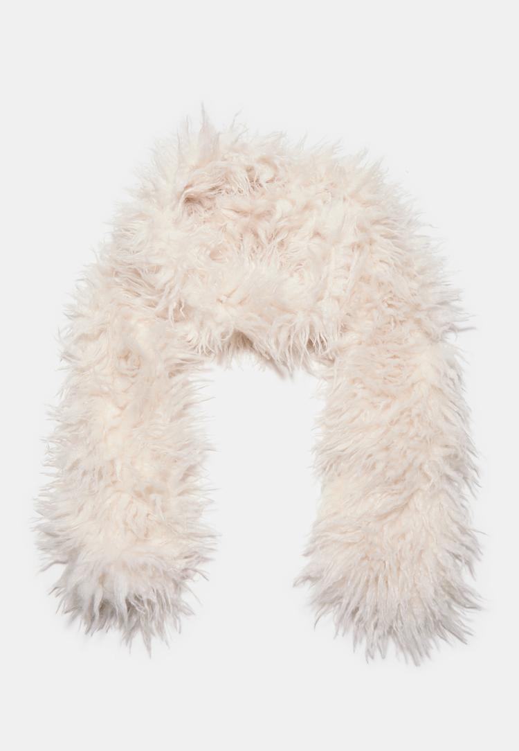 Stradivarius Fular Imitație De Blană Ecru Os