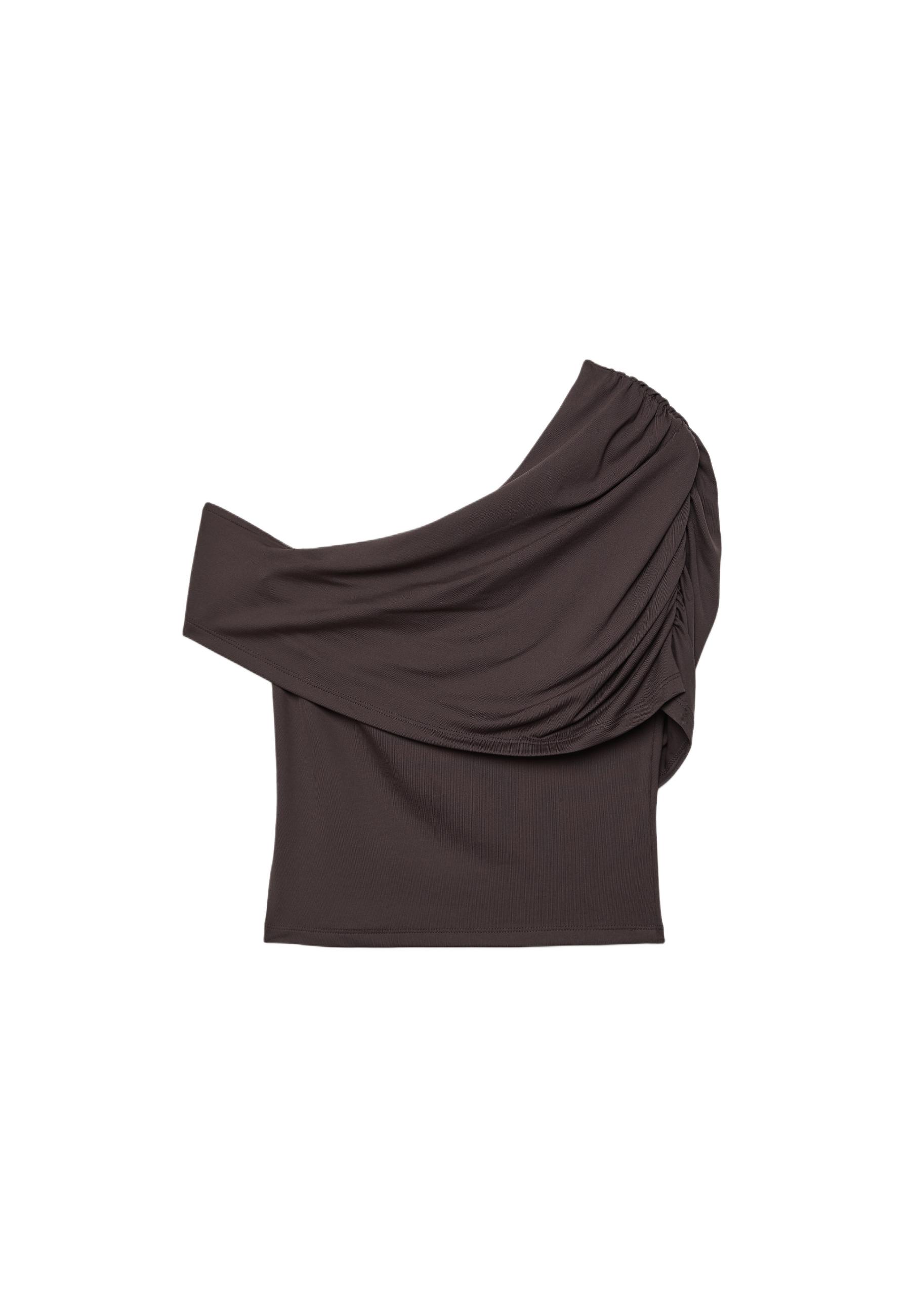 Draped polyamide top — Brown