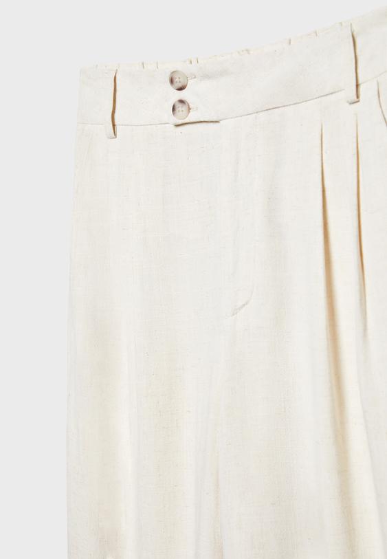 Keten karışımlı culotte pantolon_9