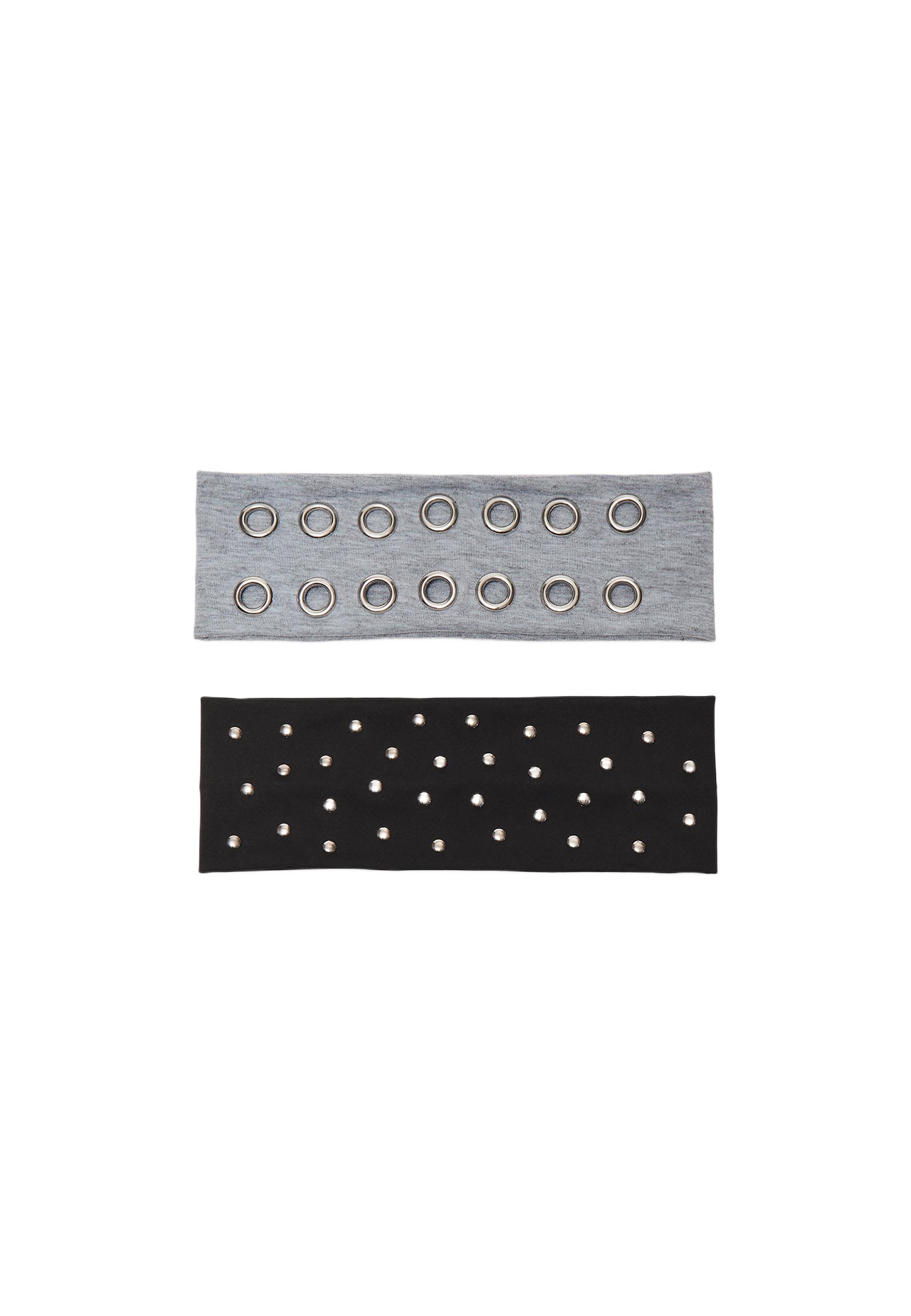 Set of 2 fur headbands with studs — Grey