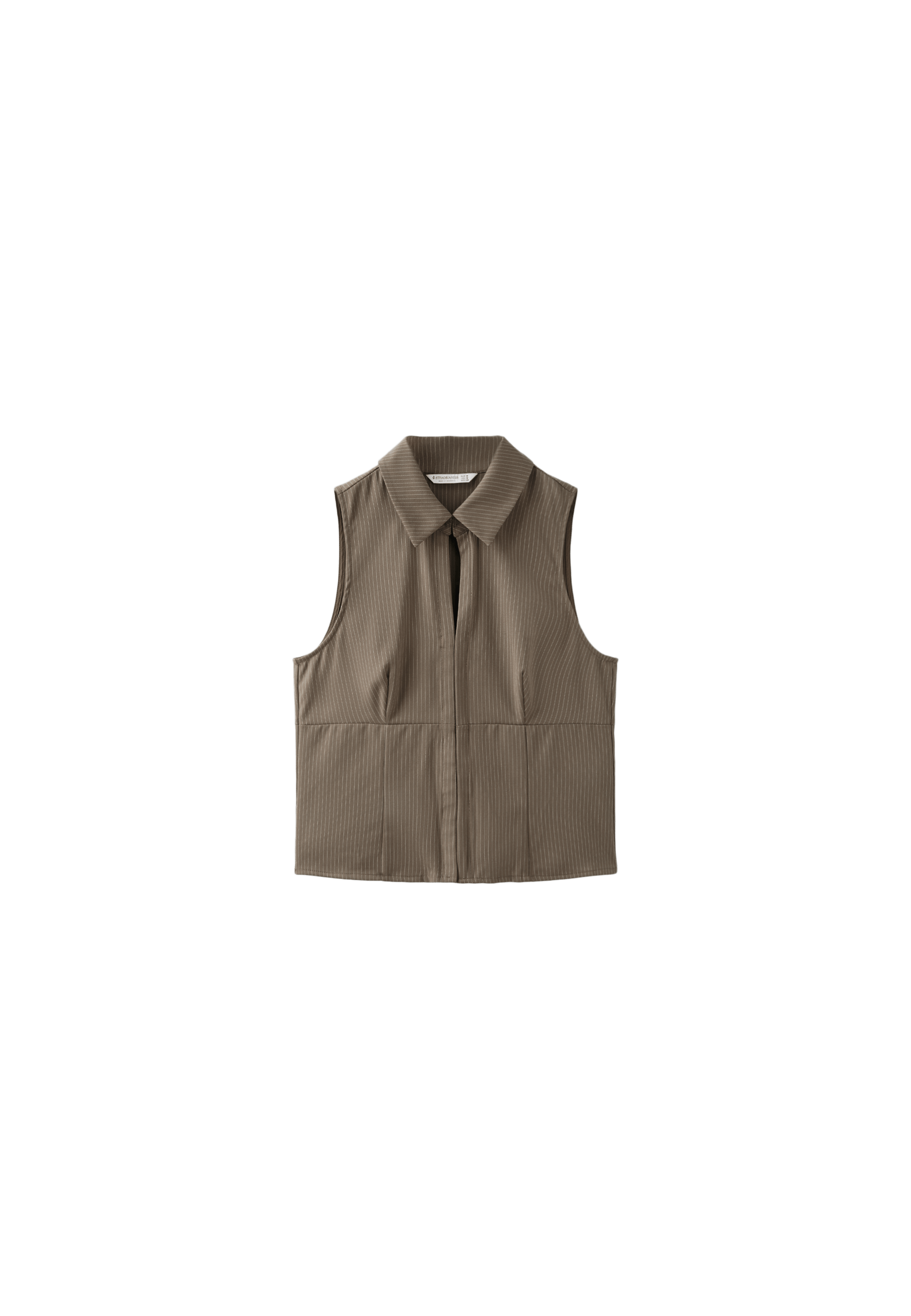 Sleeveless press stud top — Khaki