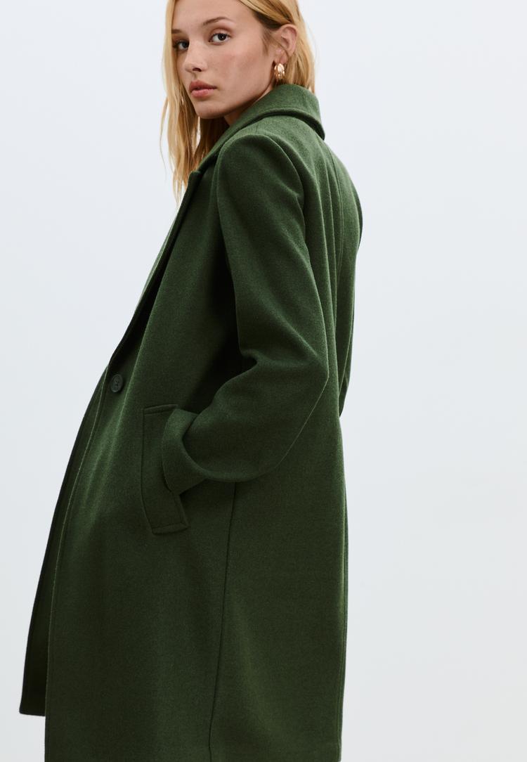 abrigo midi boton tacto suave