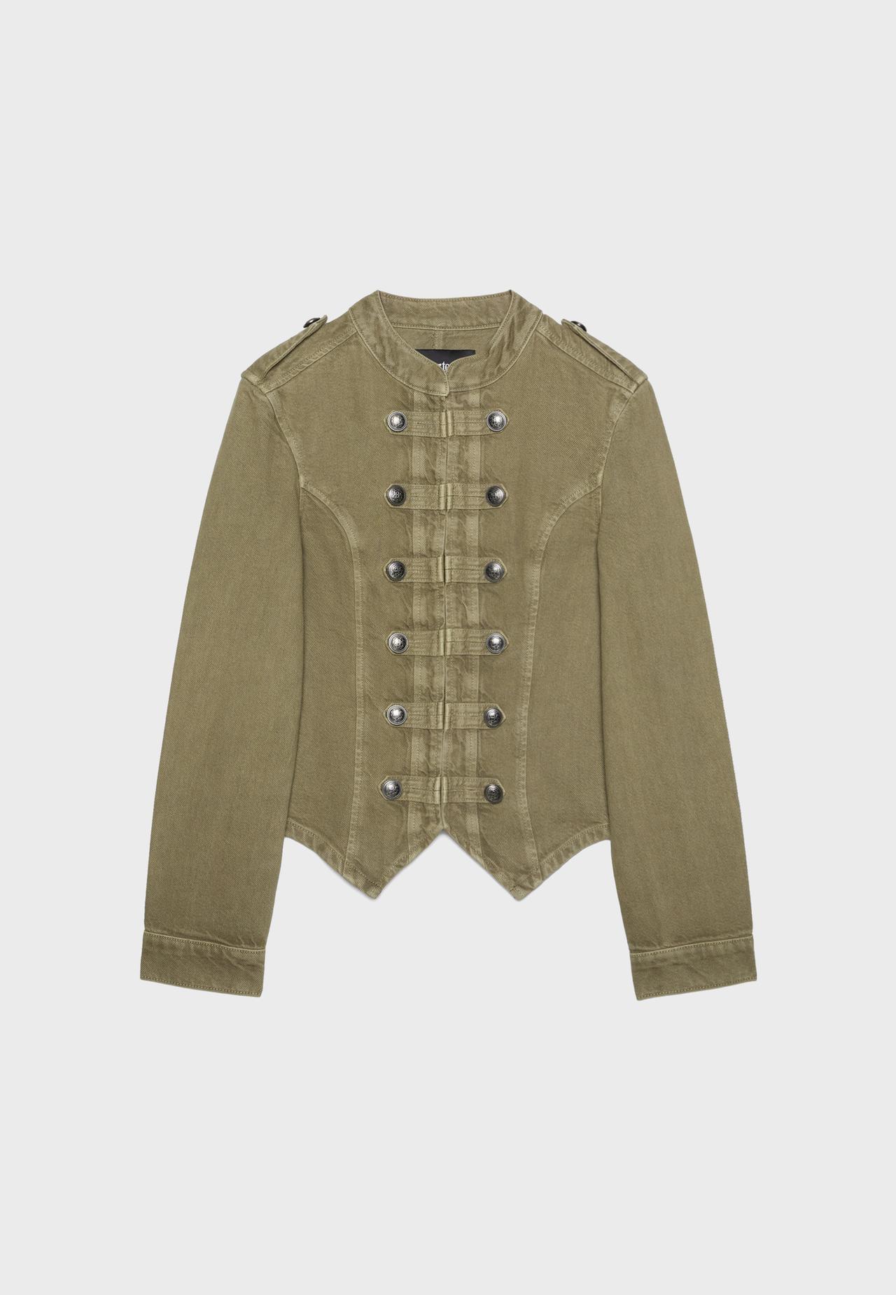 Twill jacket with buttons — Khaki