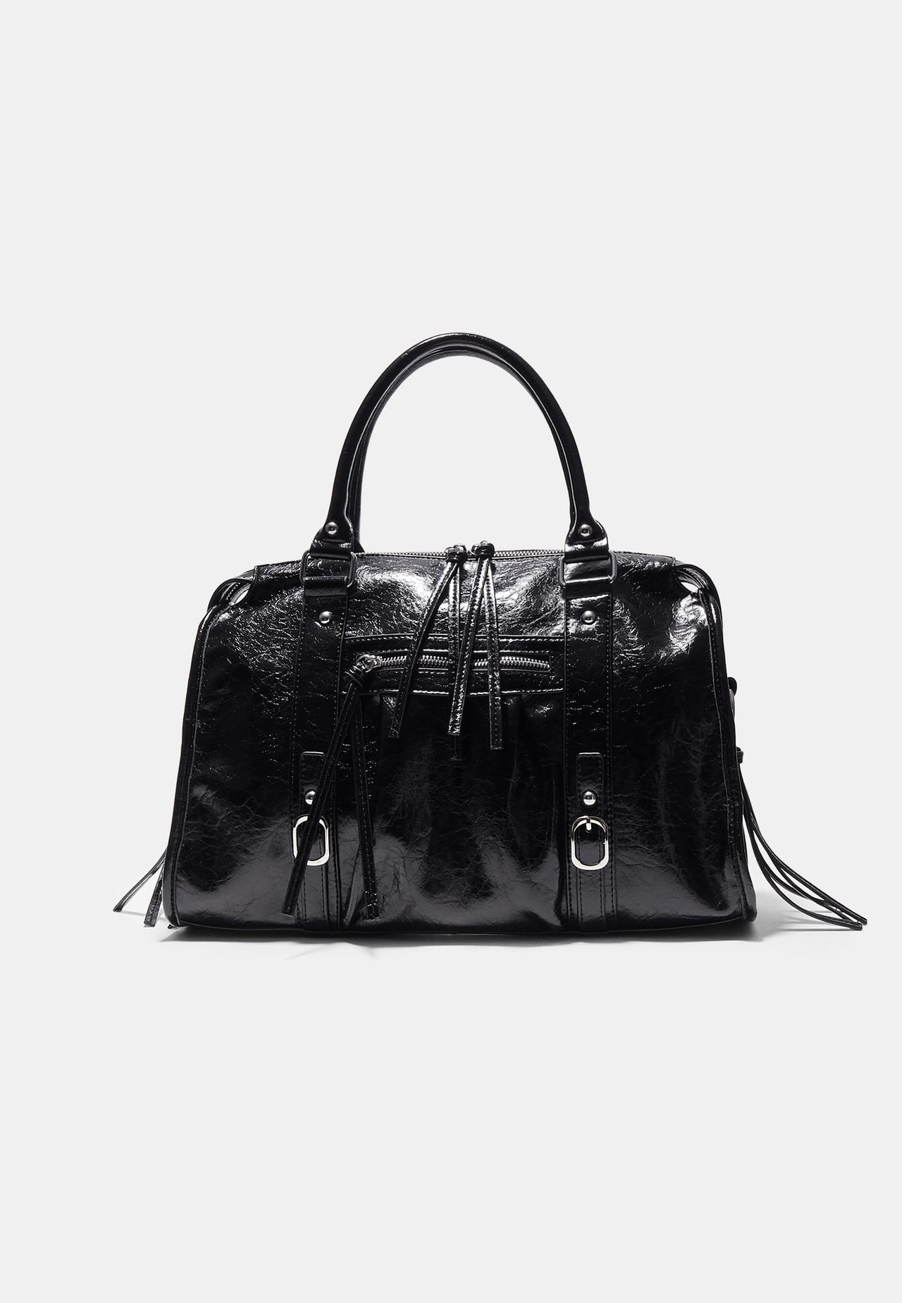 Maxi bowling crossbody bag — Black
