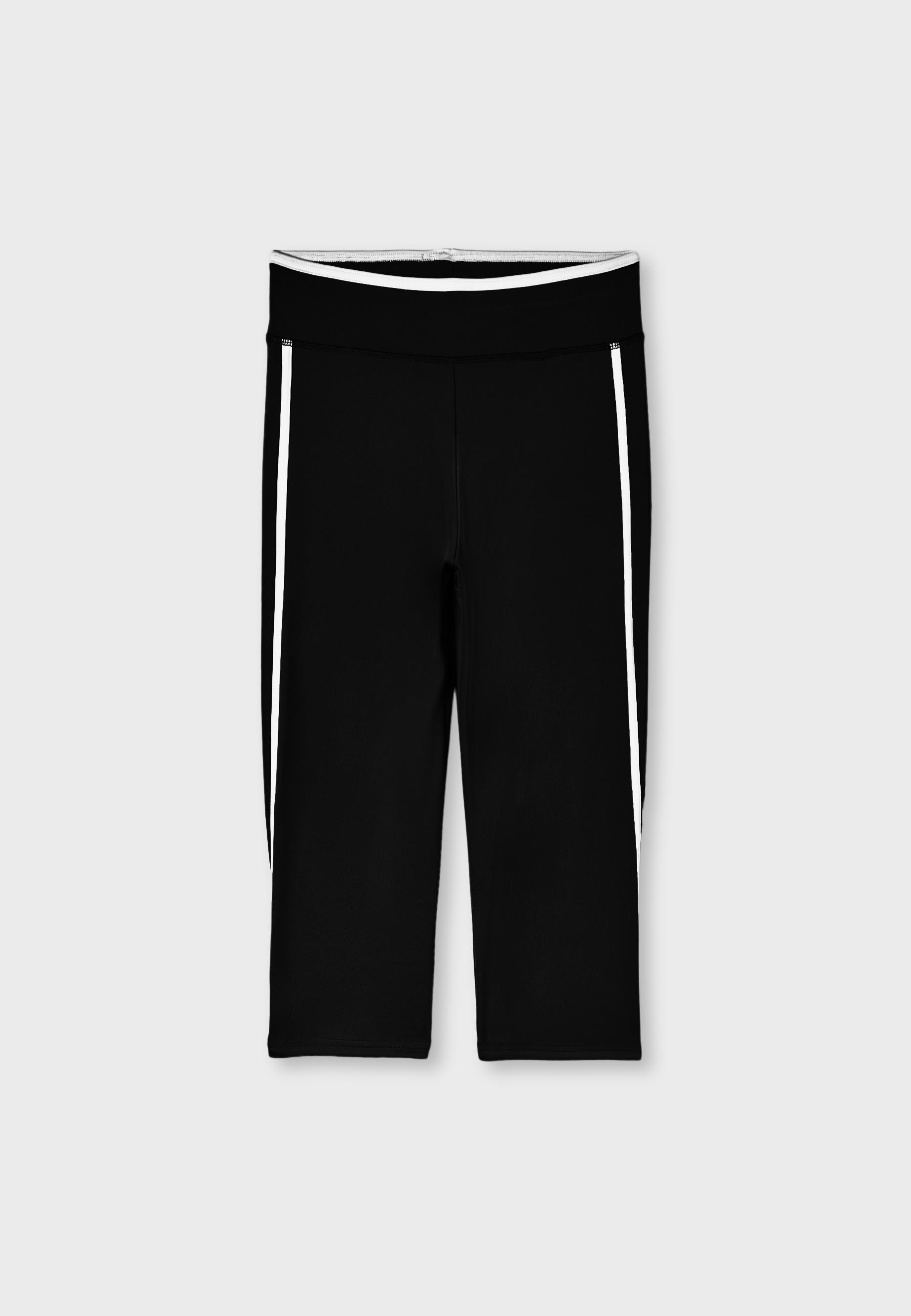 Side-stripe capri leggings — Black