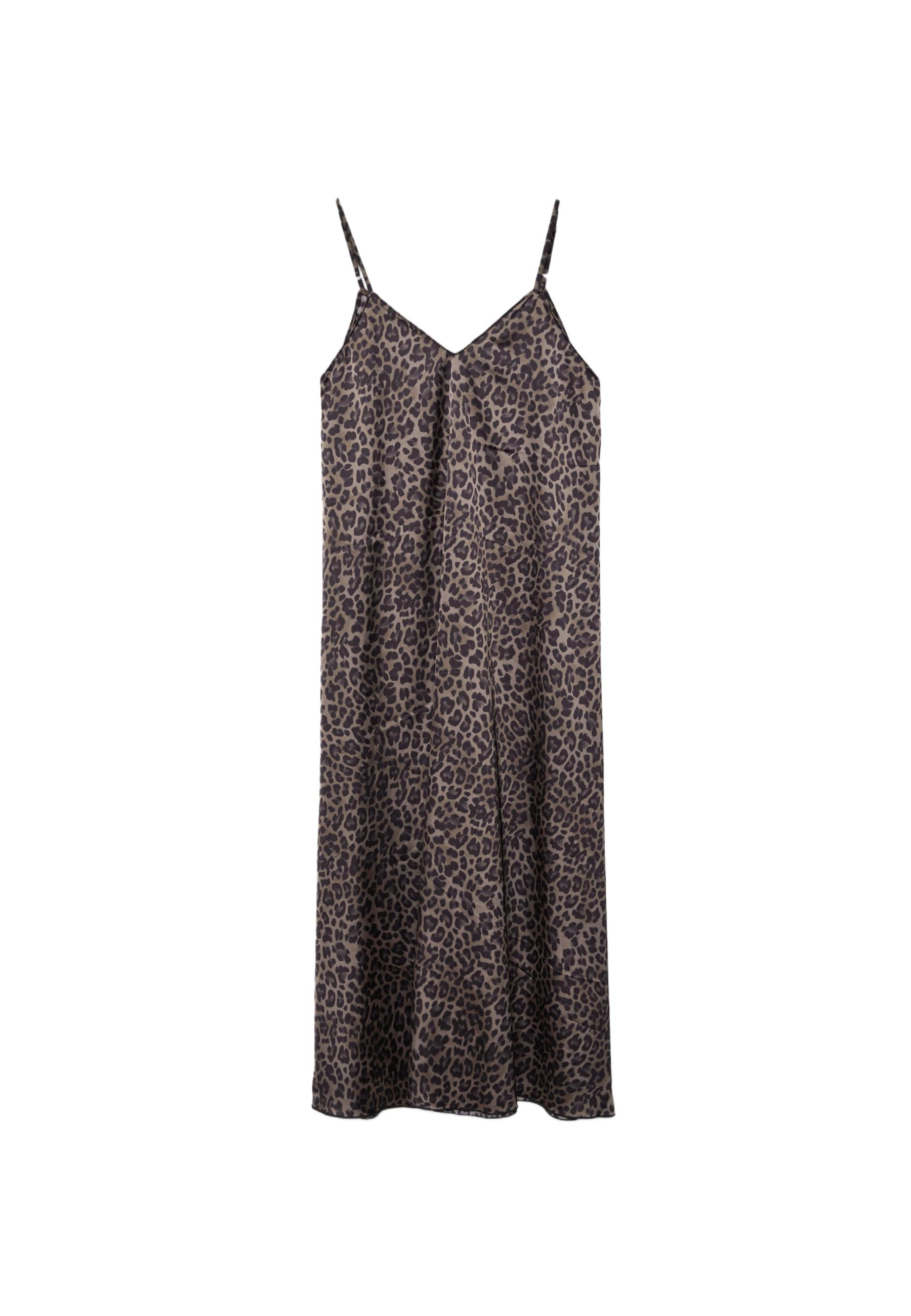 Long flowing satin dress — Mid beige