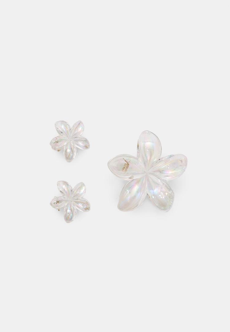 set 3 pinzas de pelo flor