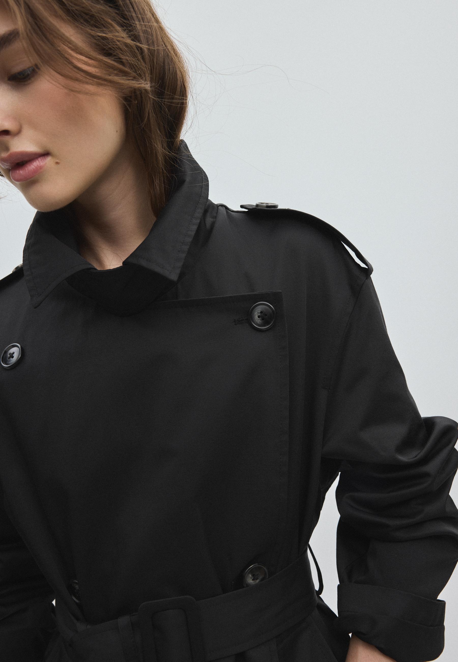 Long basic trench coat — Black