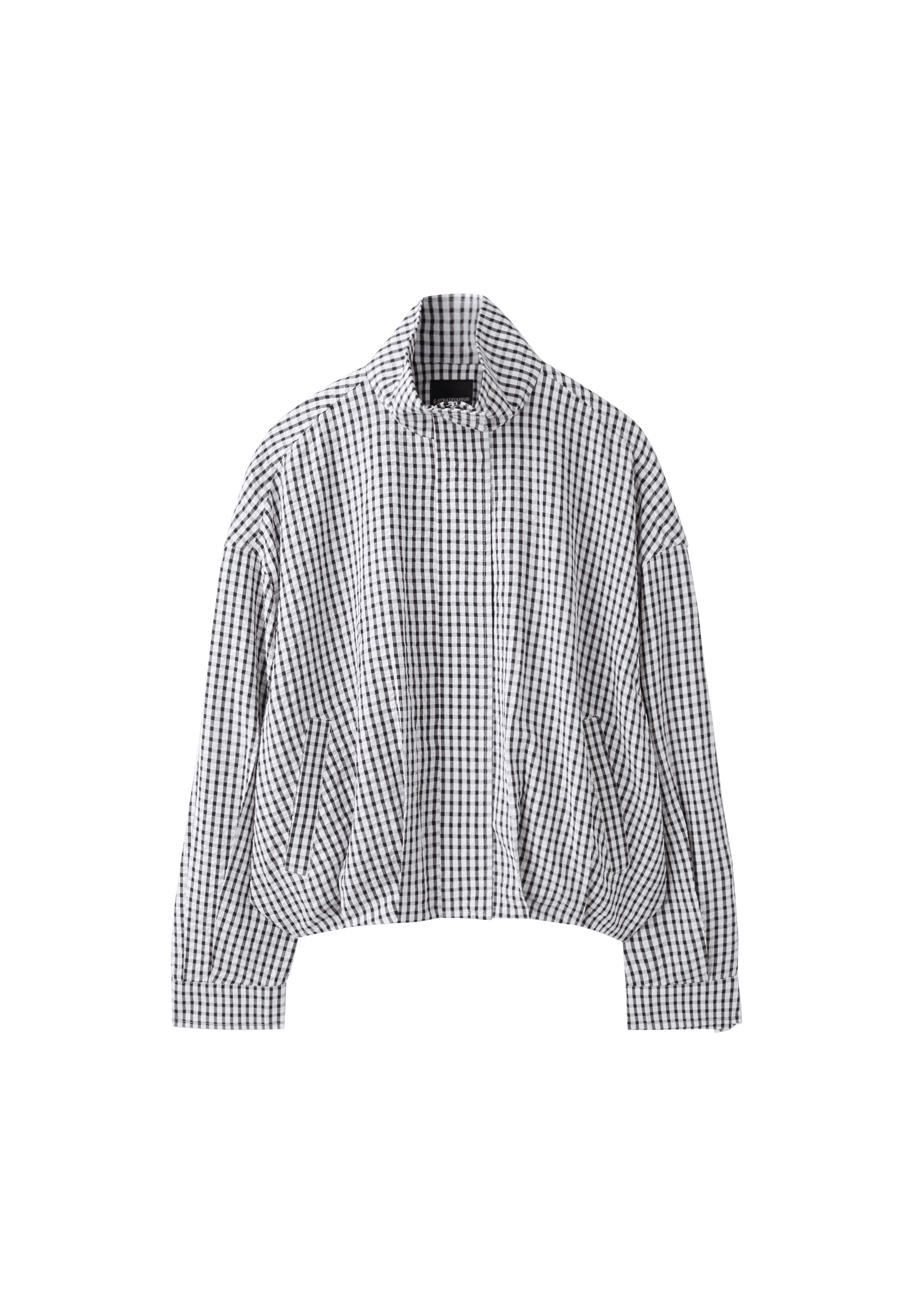 Oversize check print jacket — Black
