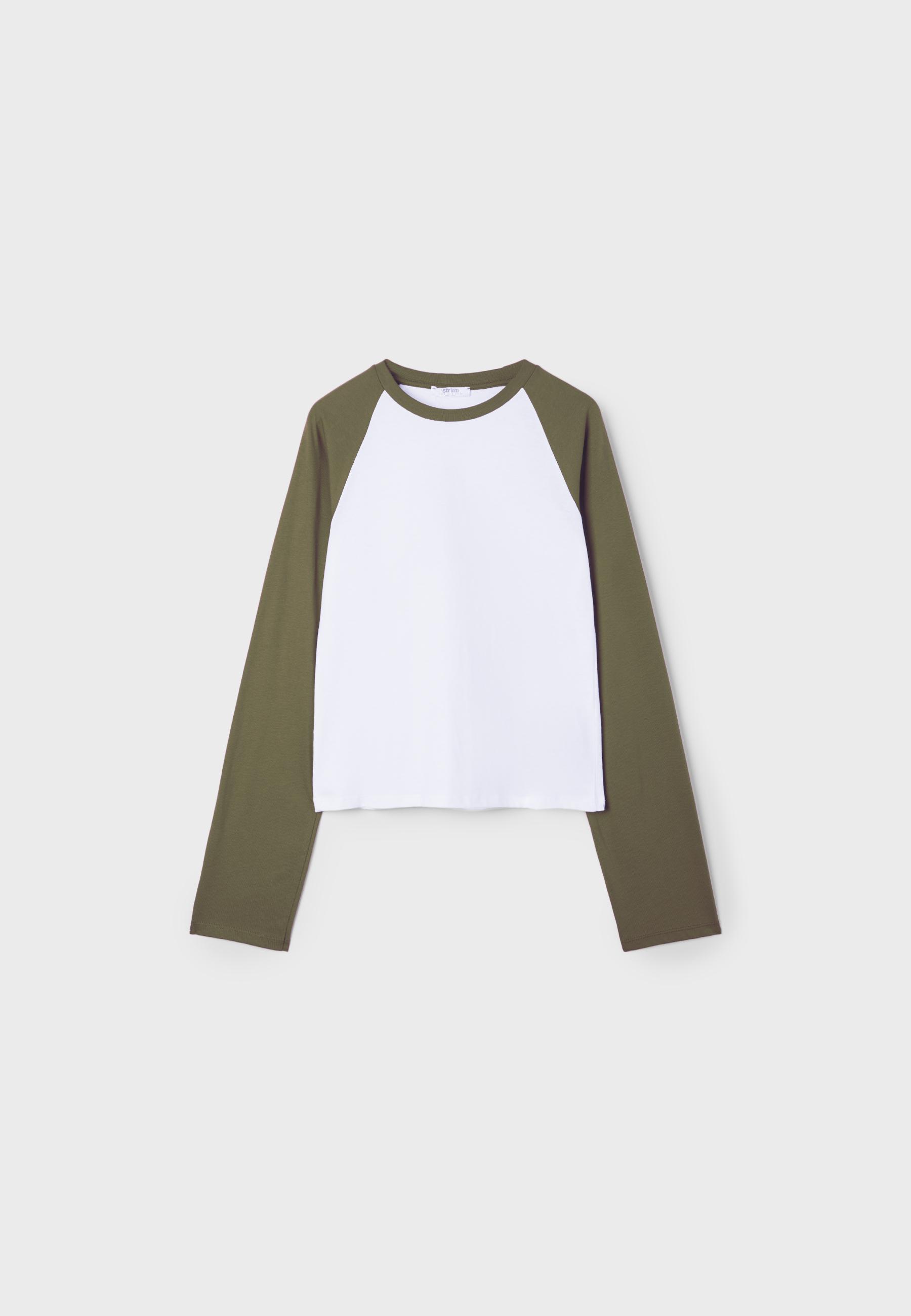 Baseball-style long sleeve T-shirt — Khaki