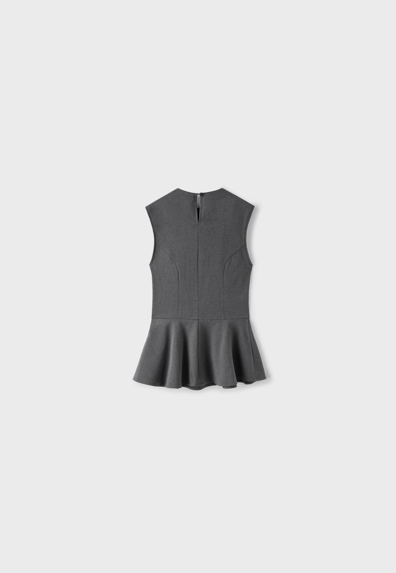 High-neck peplum sleeveless top — Pearl grey