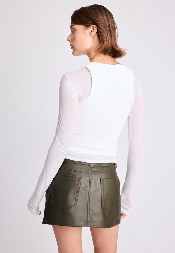 D62 Suknja-Pantalone Sa Efektom Veštačke Kože