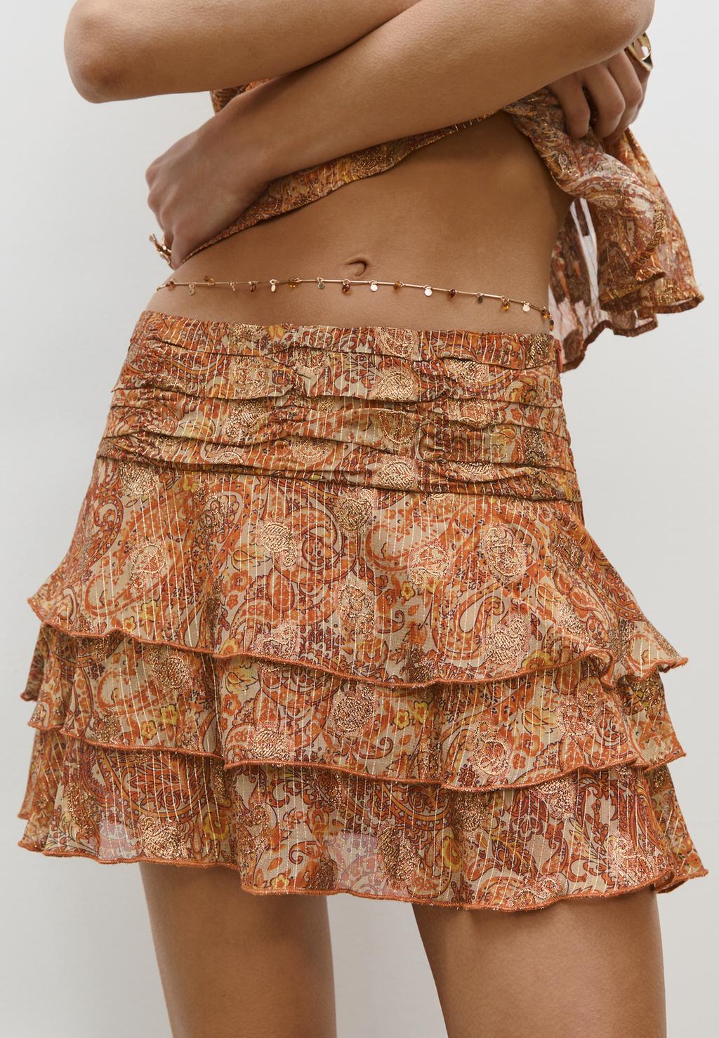 Falda pantalón fluida mini volantes