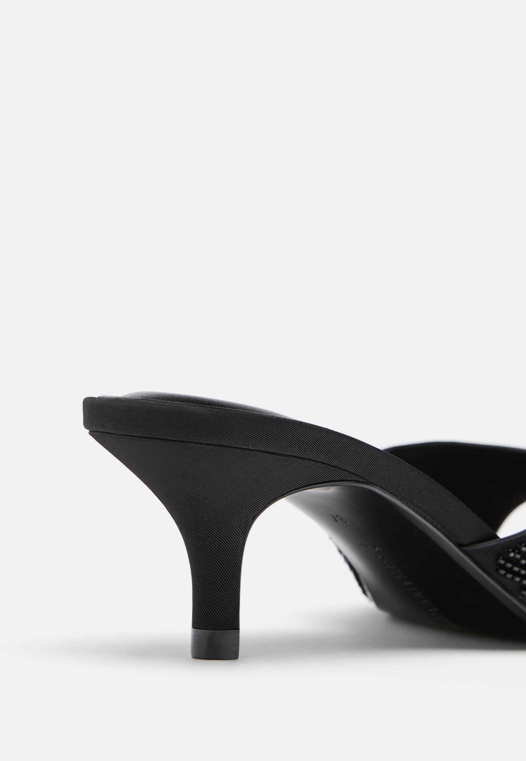 Heeled mule sandals with bead detail — BLACK
