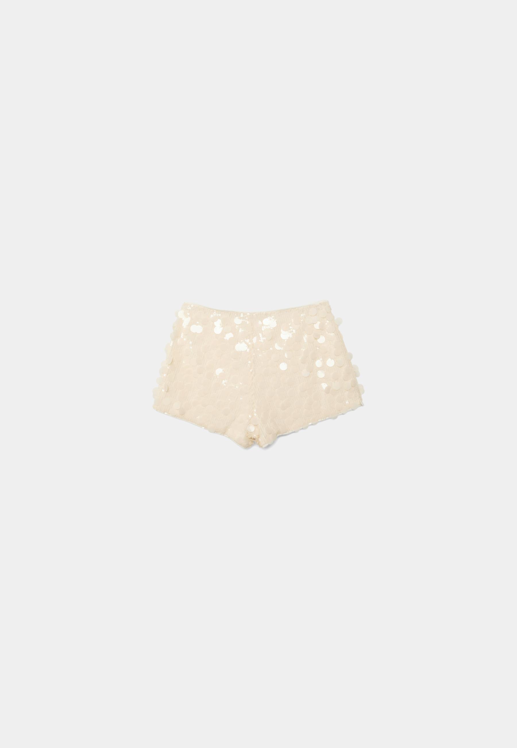 Sequin mini shorts — Vanilla