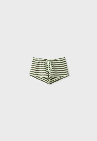 Striped mini shorts — Khaki 6