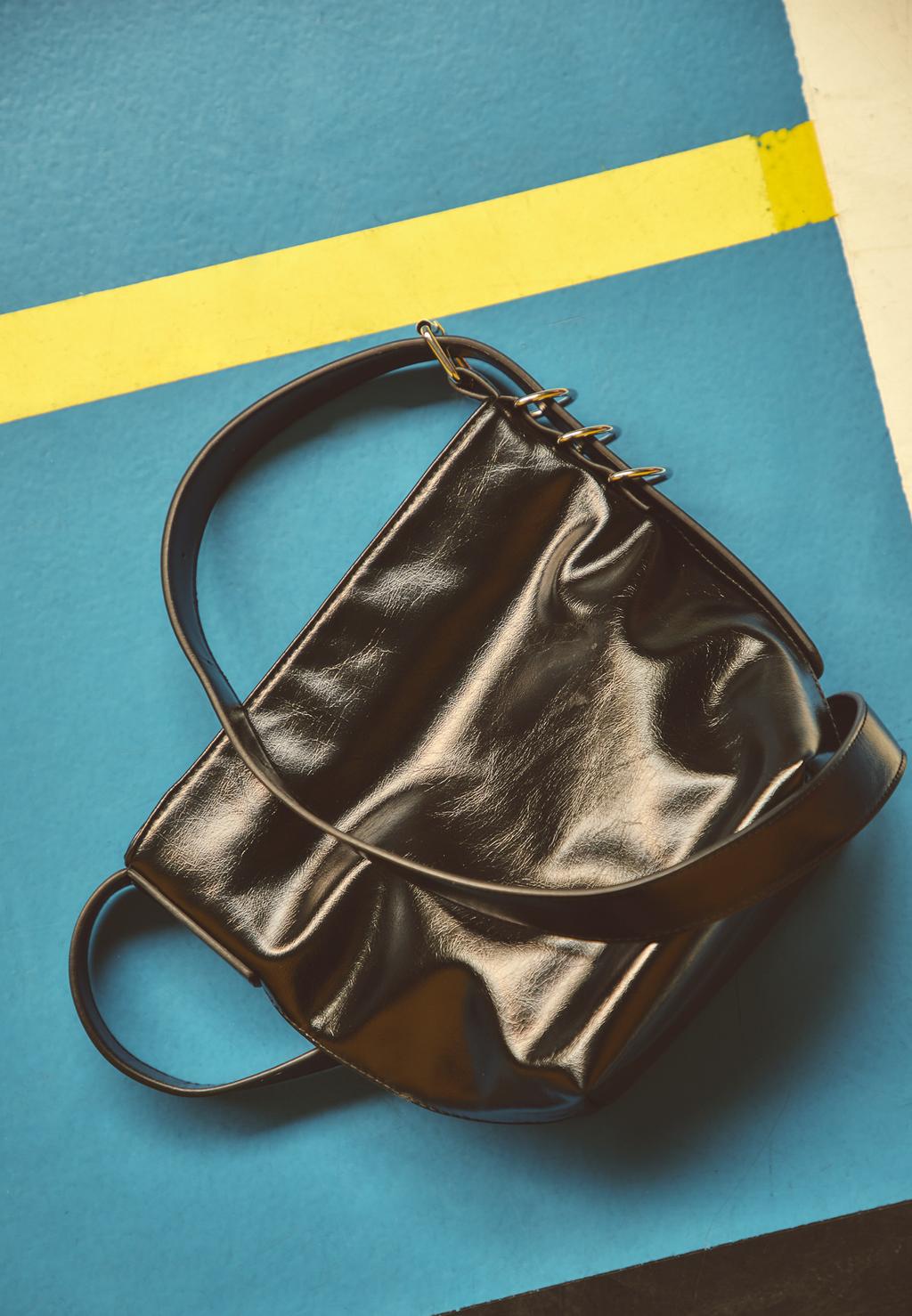 Faux leather bucket bag