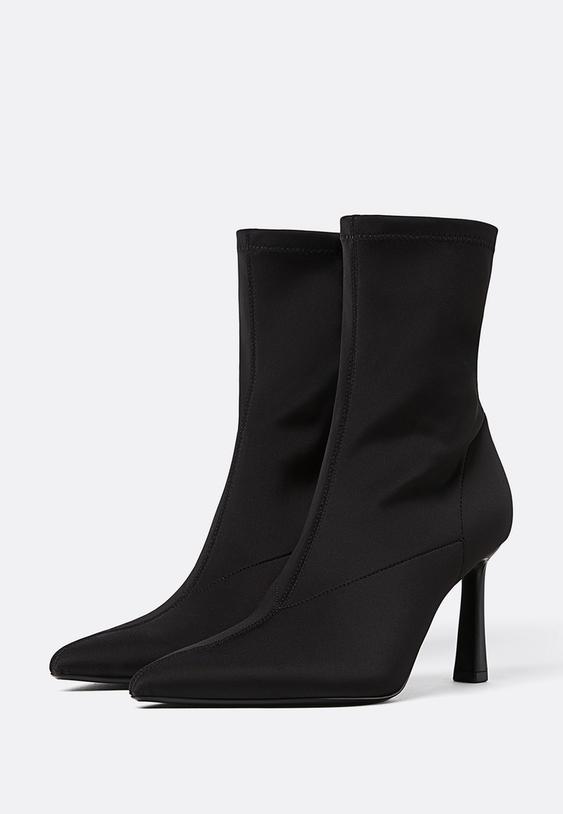 Stradivarius Fabric Ankle Boots With Stiletto Heel Black 8