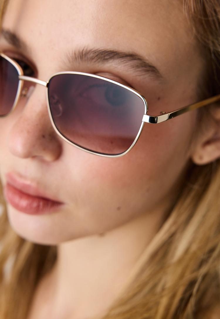 Stradivarius Μεταλλικά Τετράγωνα Γυαλιά Καφέ Os φωτογραφία