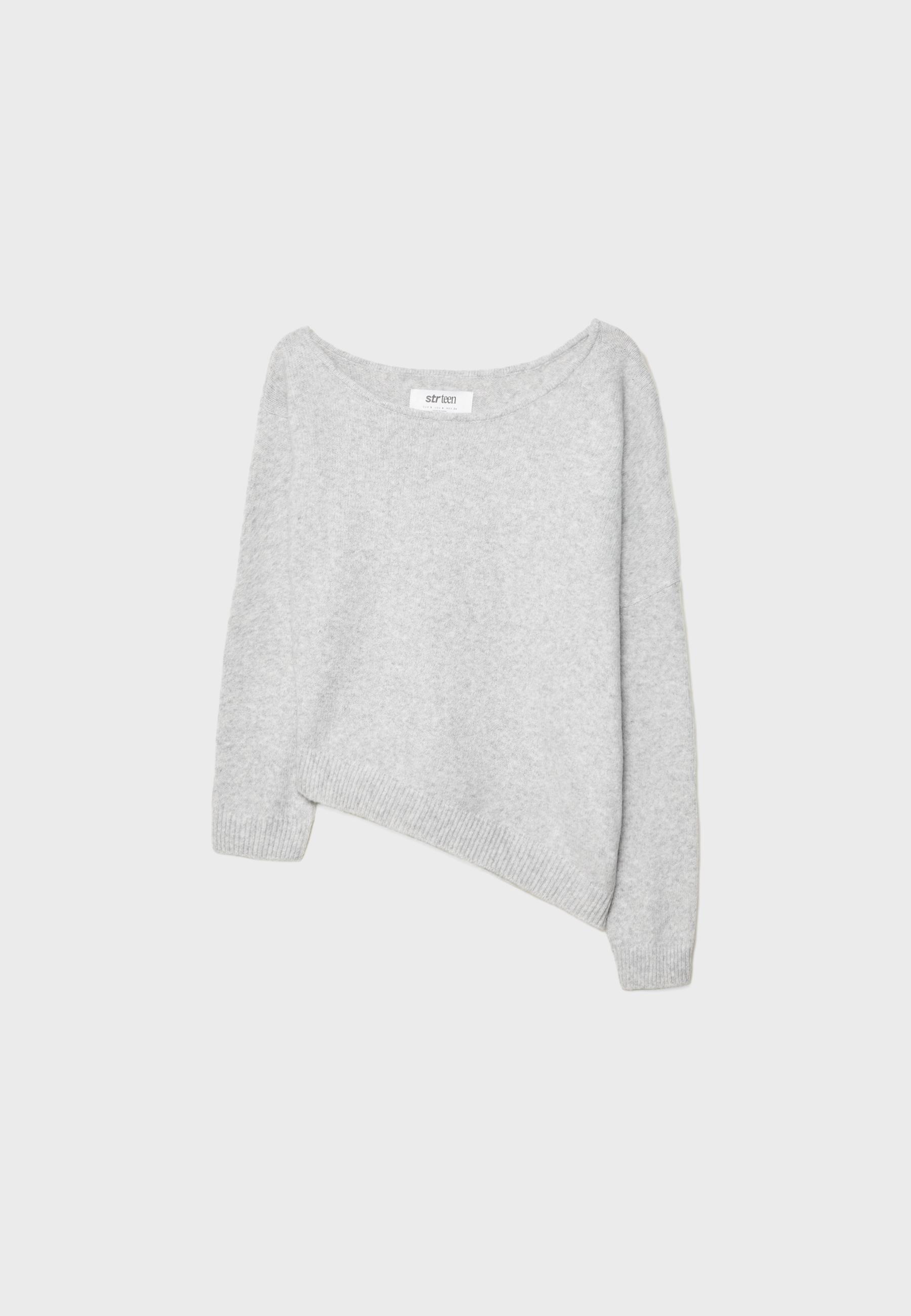 Asymmetric knit sweater — Grey melange