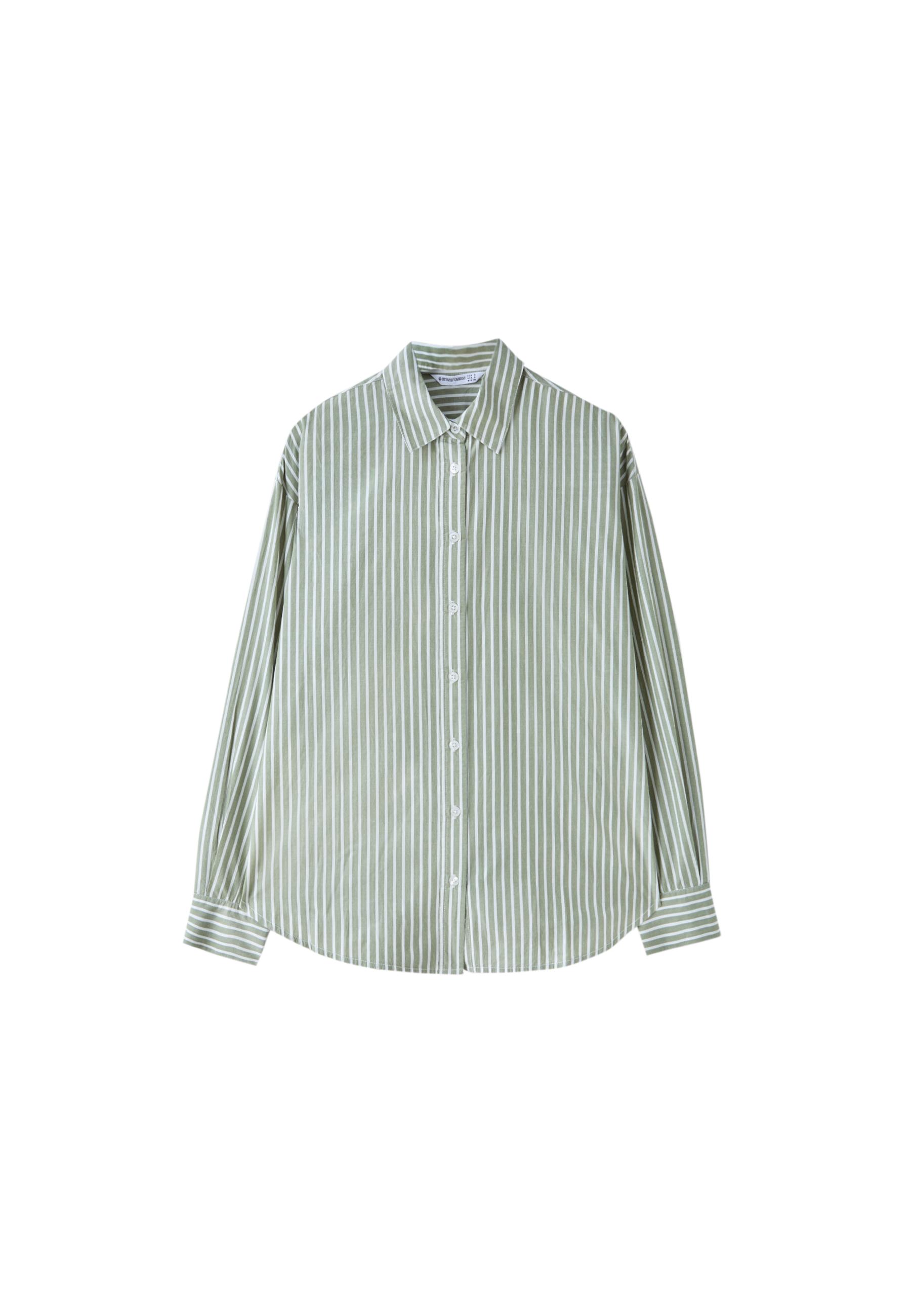 Adjustable regular poplin shirt — Khaki