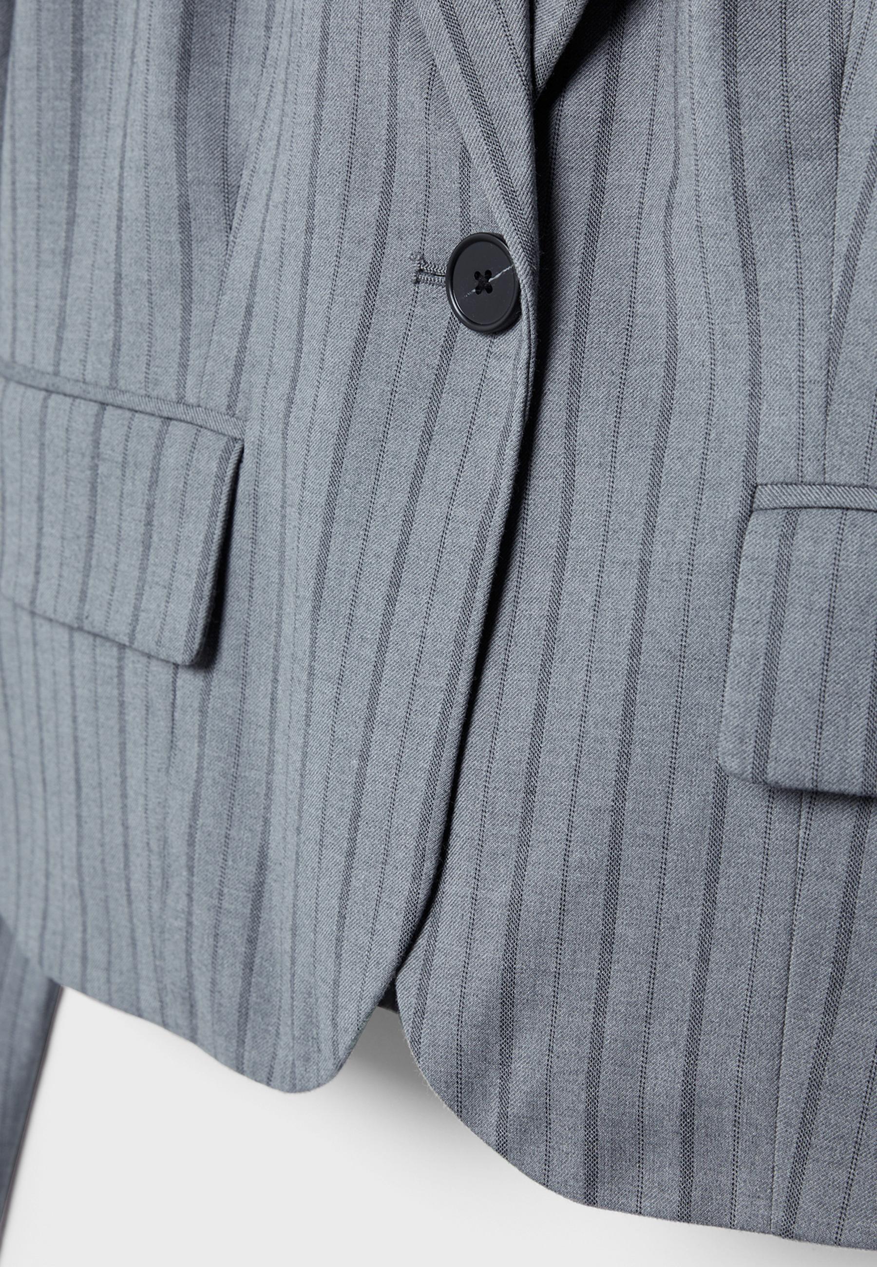 Striped cropped blazer — Grey melange