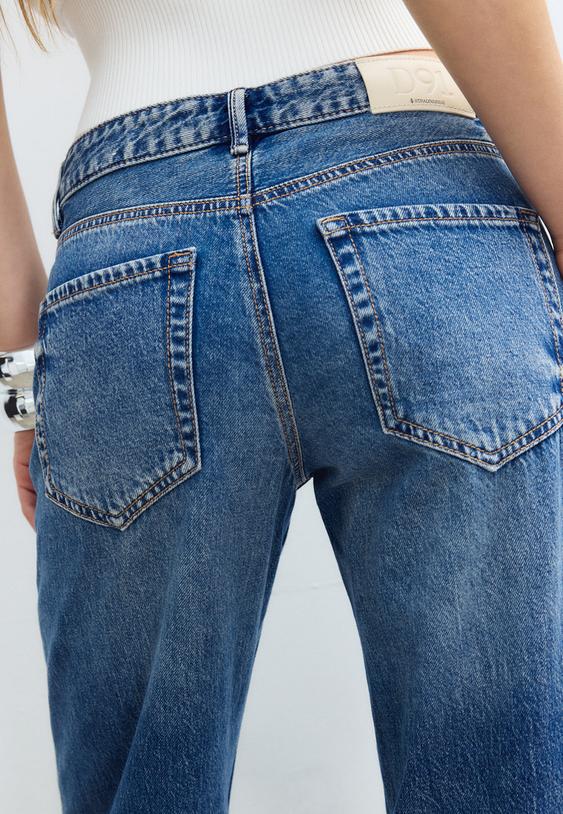 Stradivarius D91 Low Wide-Leg Jeans Medium Denim Wash 10