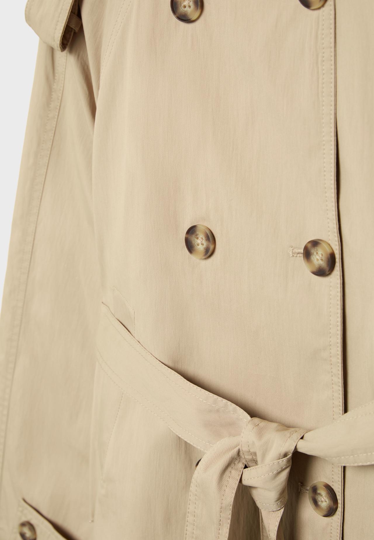 High-neck trench coat with belt — Beige