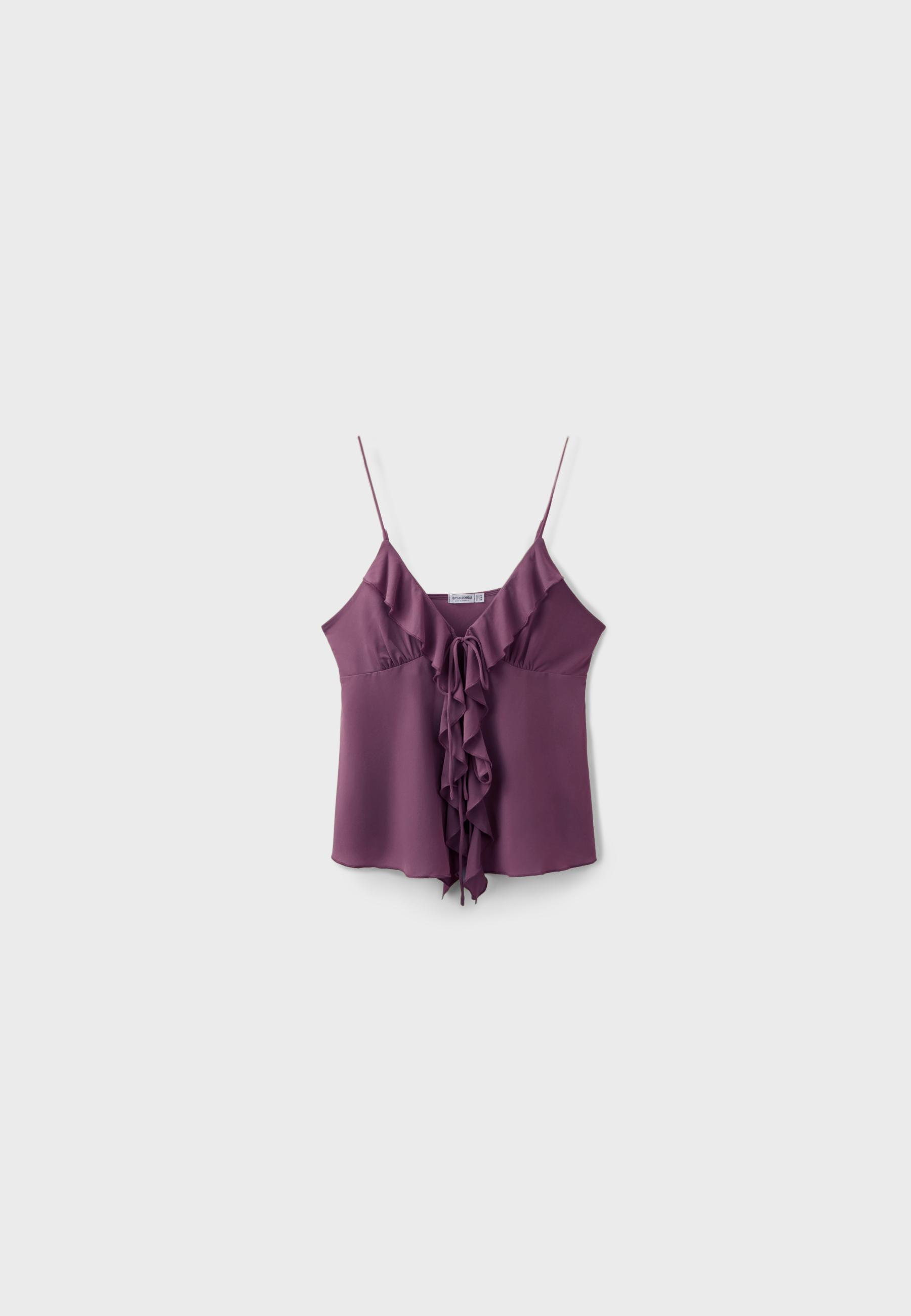 Ruffled strappy top — Purple