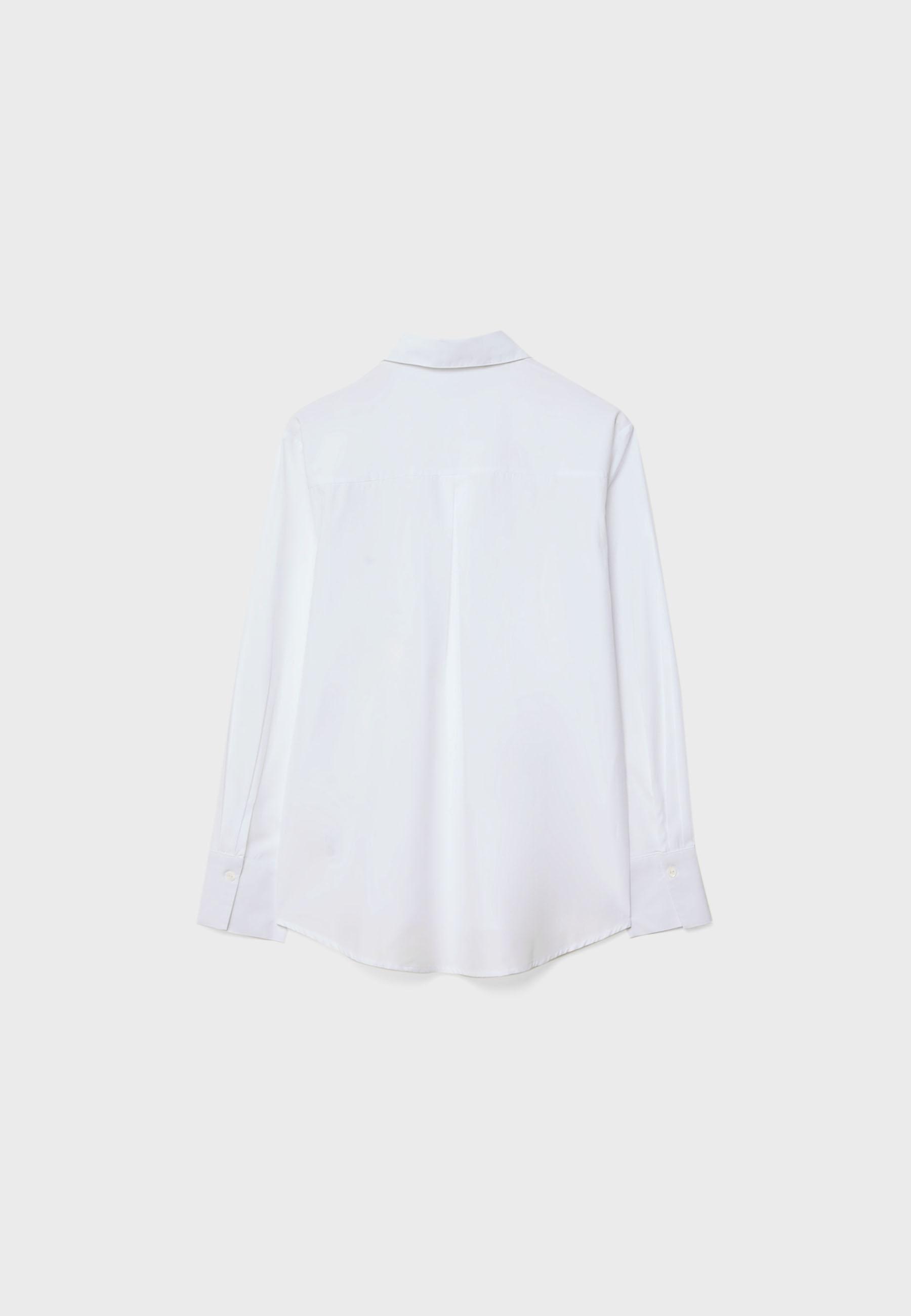 Basic poplin shirt with pocket — White