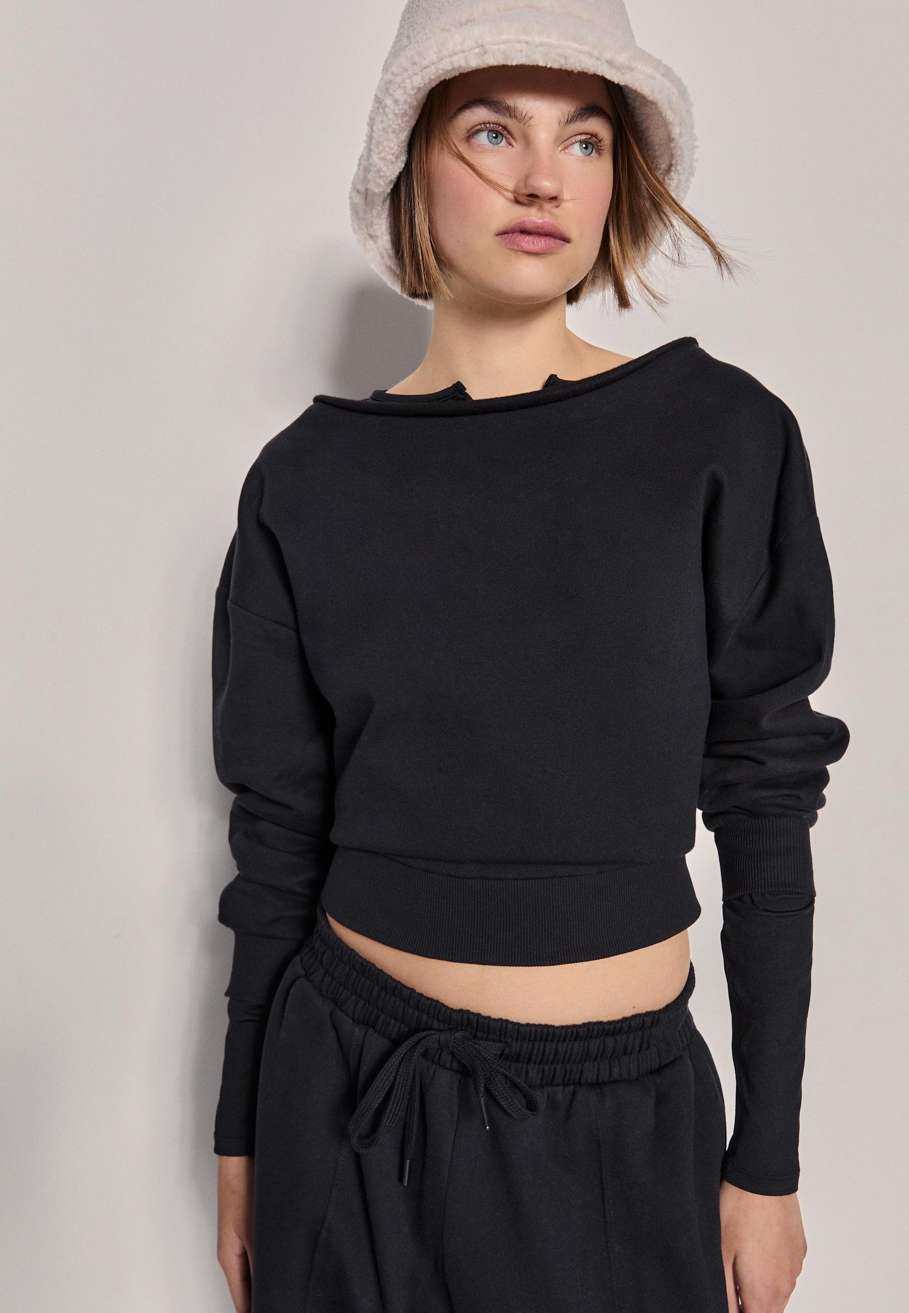 Basic off-the-shoulder sweatshirt — Black