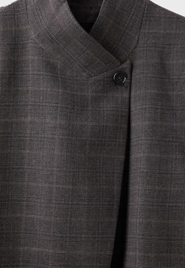 Asymmetric check blazer — Beige 9