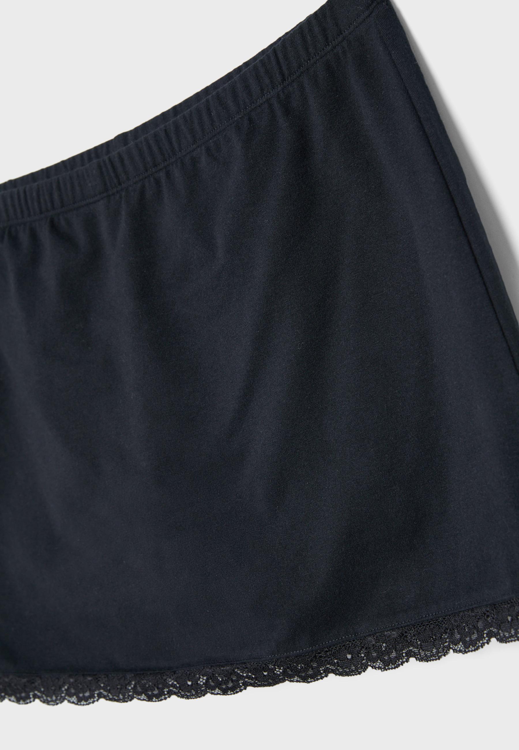 Lace trim mini skort — Black
