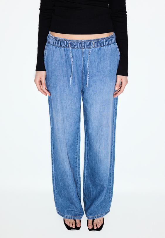 pantalon fluido denim cordon