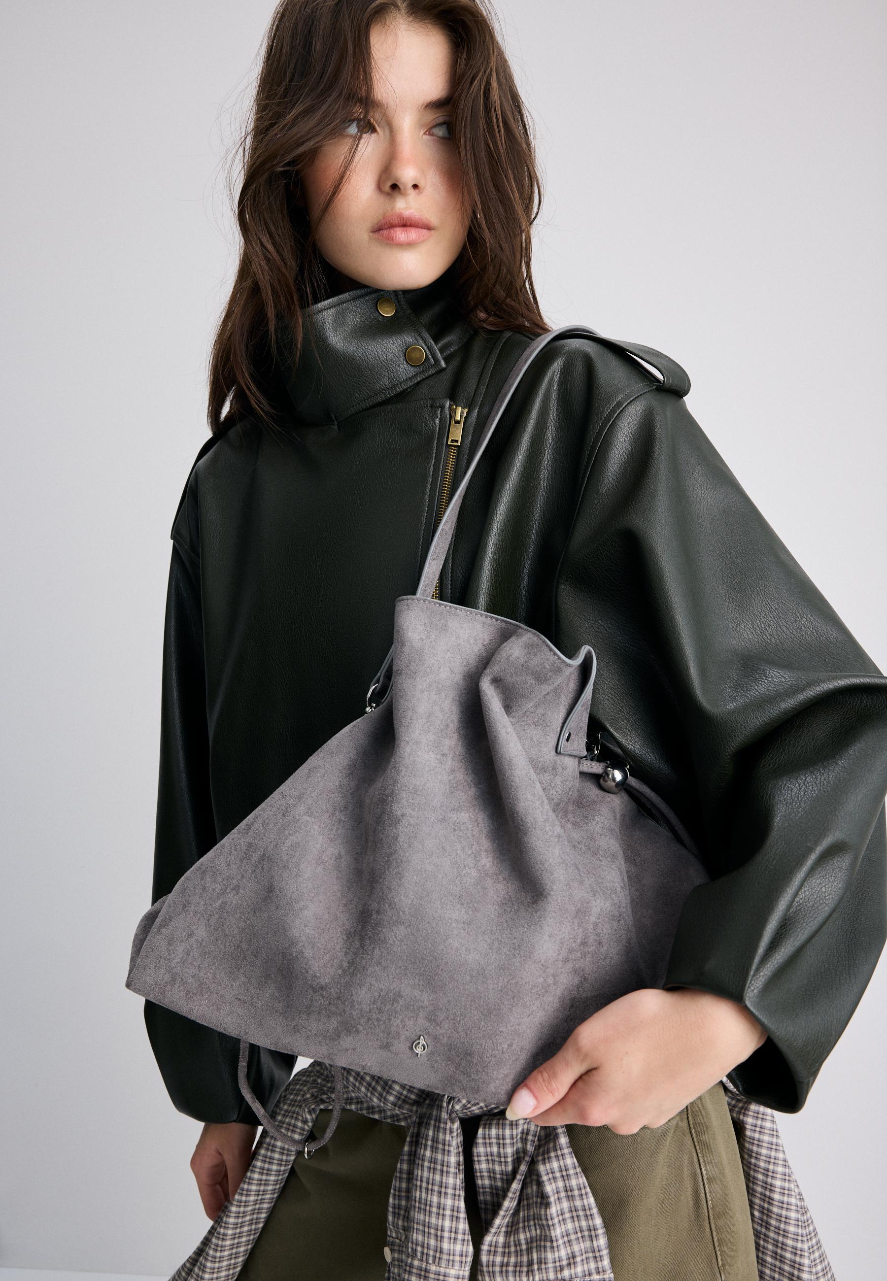 Ruched shoulder bag — Dark grey