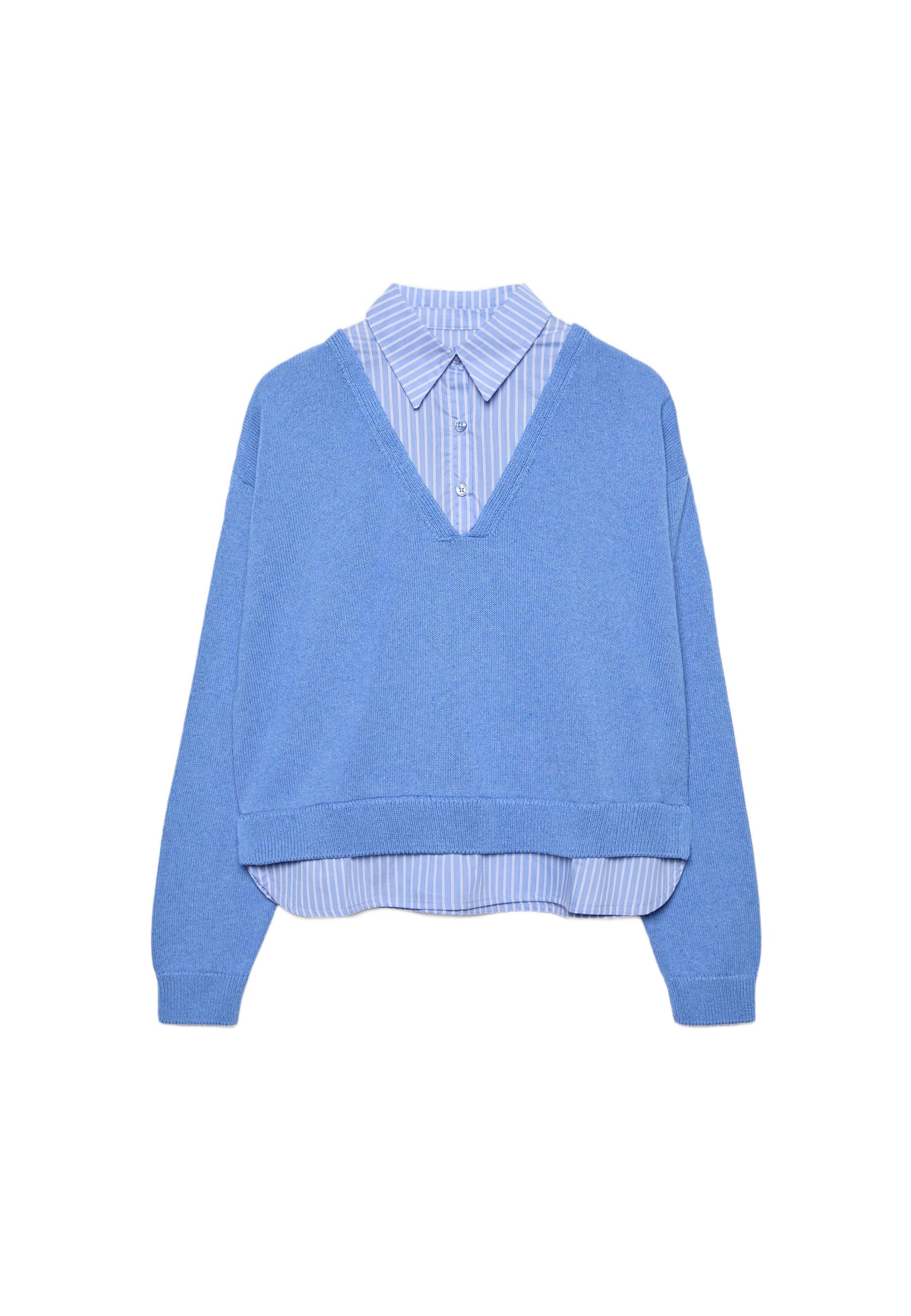 Two-fabric knit jumper — Royal blue