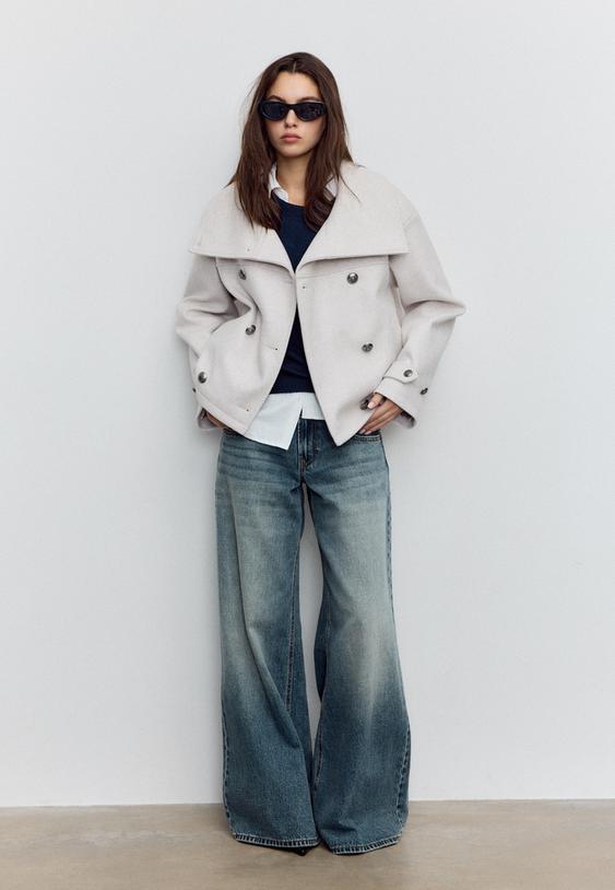 cazadora cruzada cuello alto tacto suave