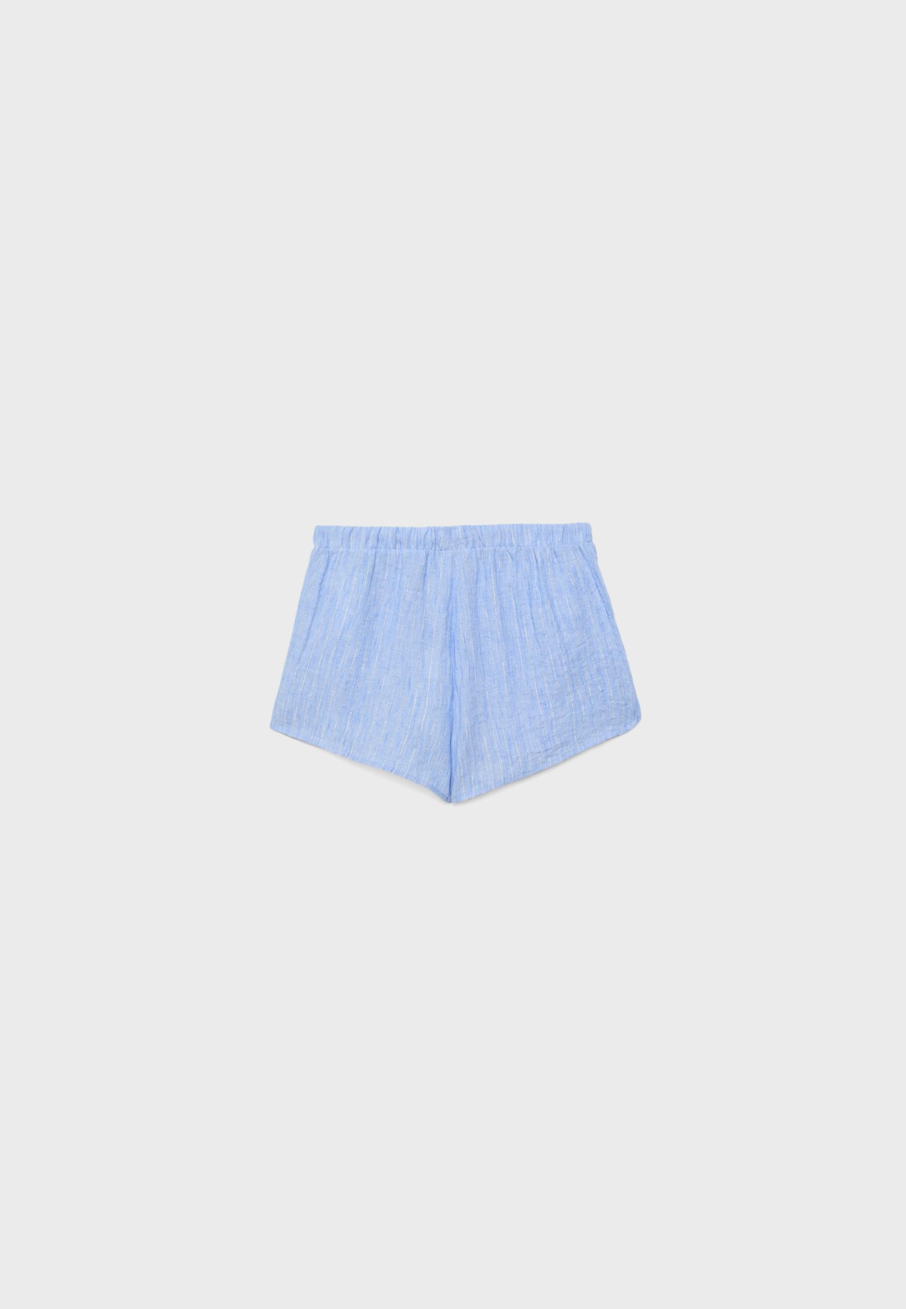 Rustic shorts with metallic thread — Sky blue