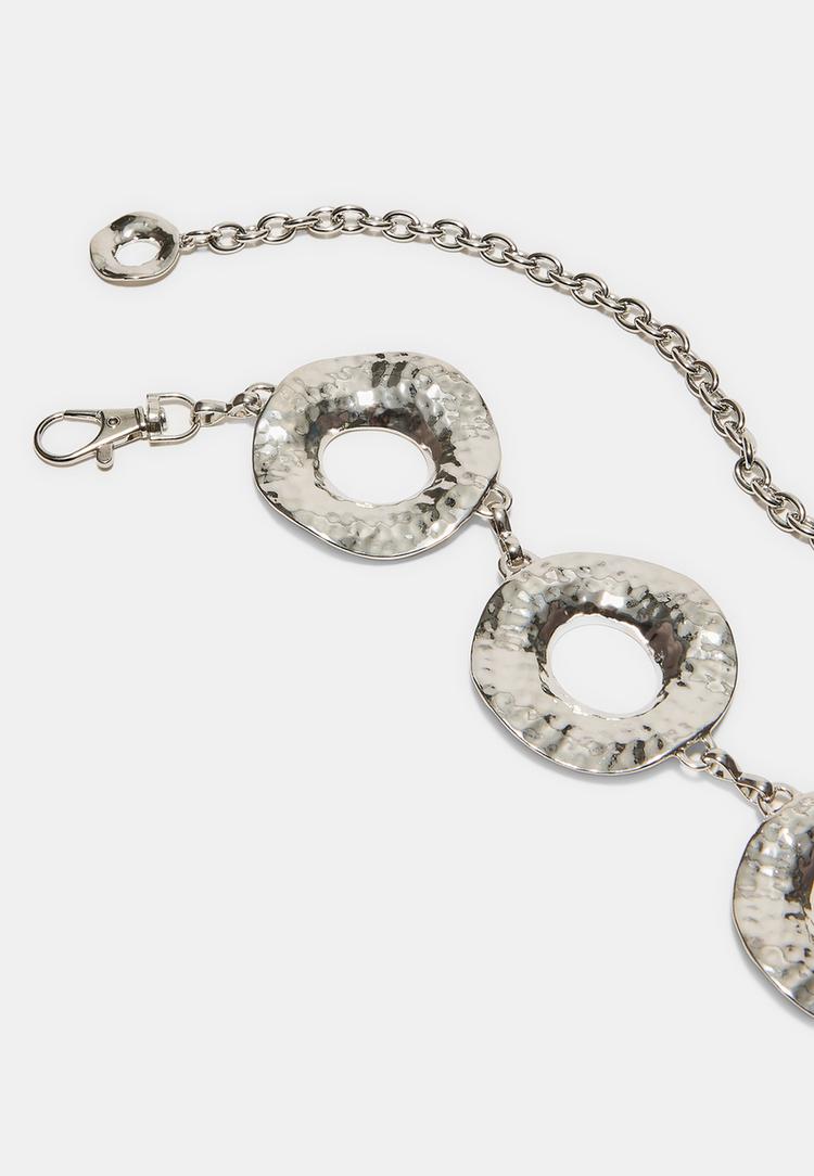 Stradivarius Μεταλλική Ζώνη Με Στρογγυλά Γκρι S φωτογραφία