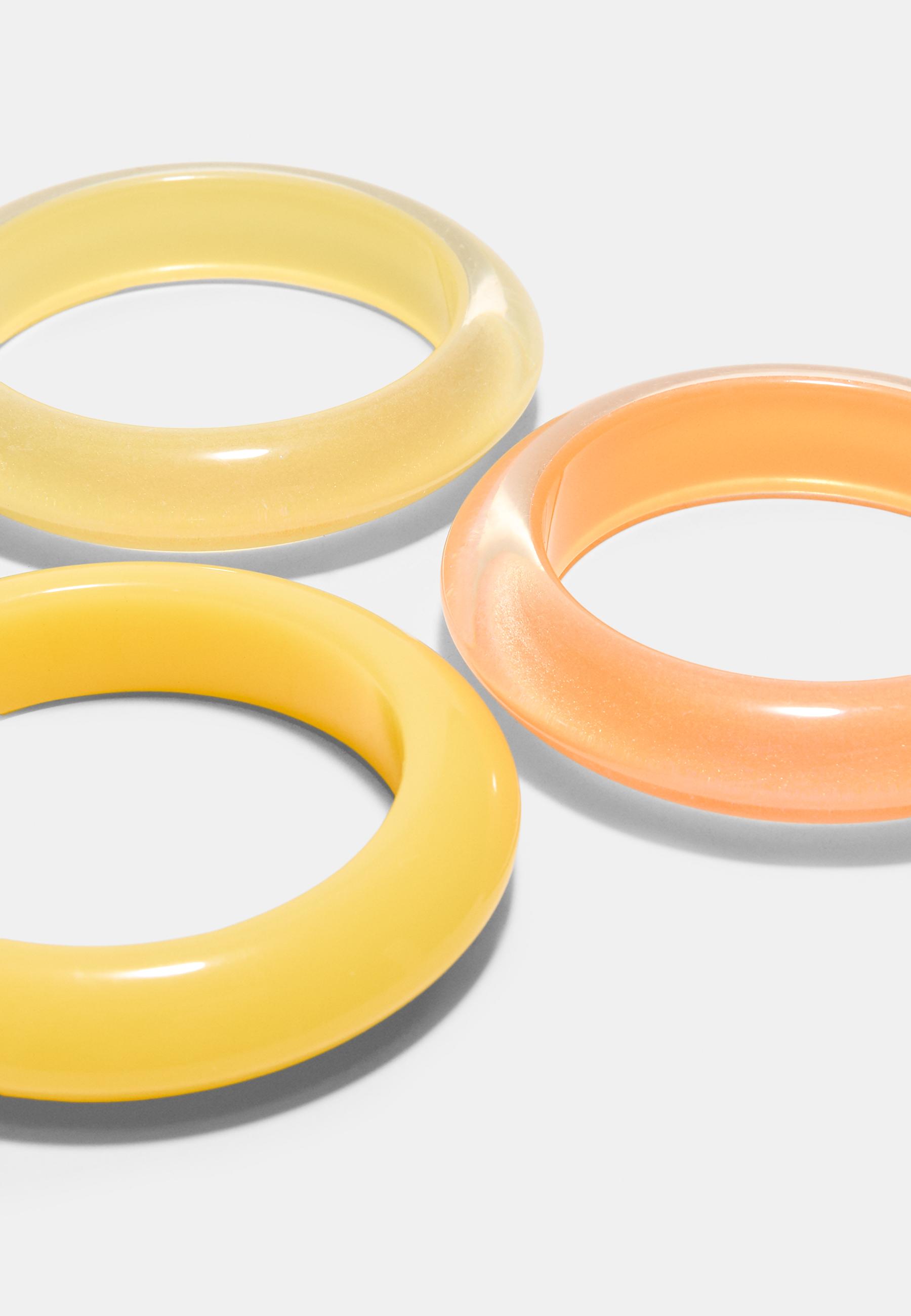 Set of 3 shimmery acetate bracelets — Orange