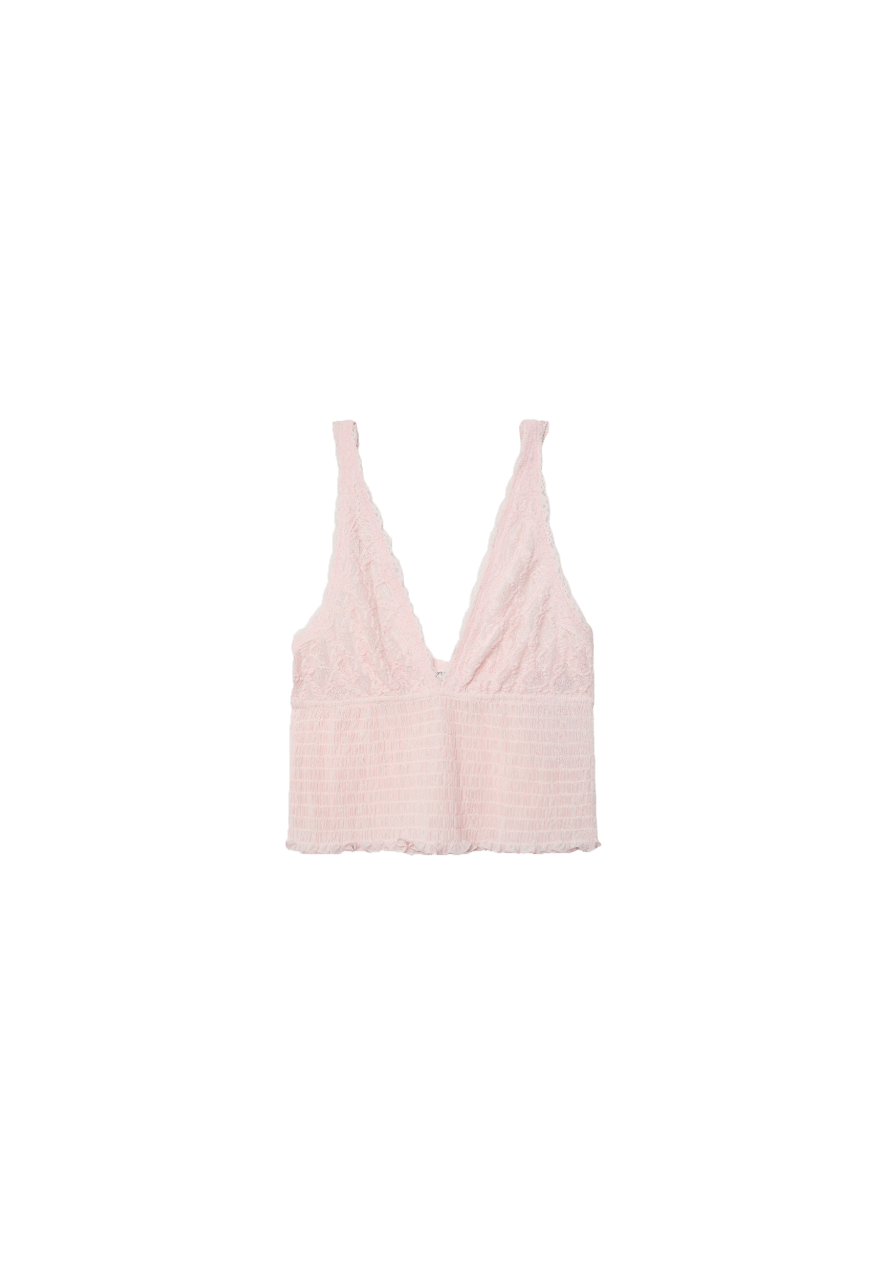 Smocked lace lingerie top — Pastel pink