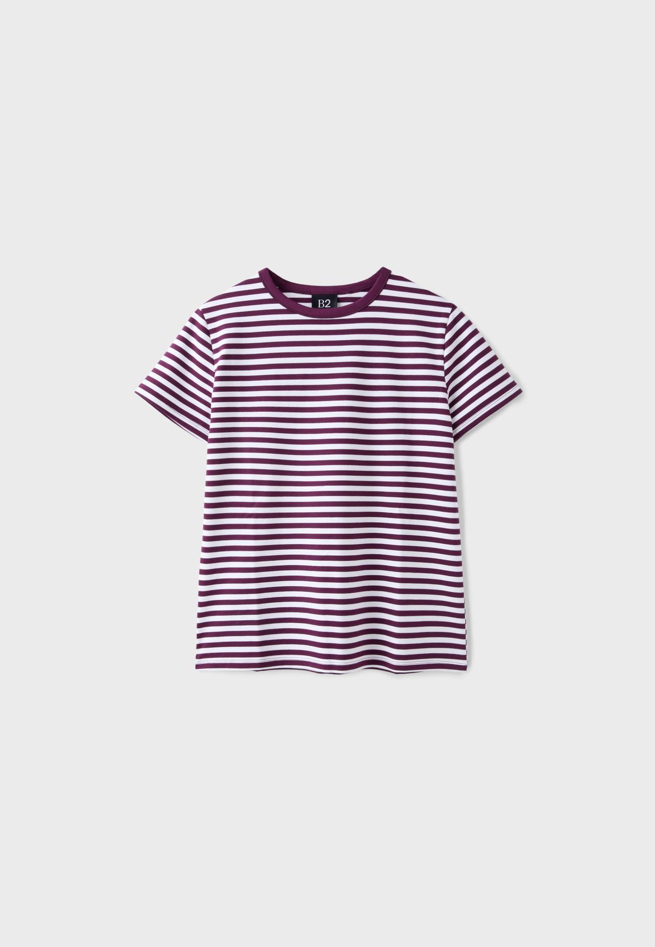 B02 Striped soft-touch regular fit T-shirt — Dark purple